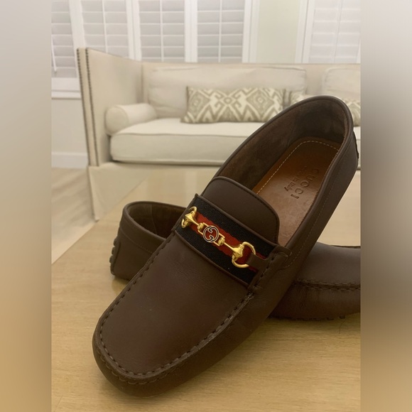Gucci Ayrton Leather & Web Driver Loafers Shows Size 9.5 UK - Picture 5 of 13
